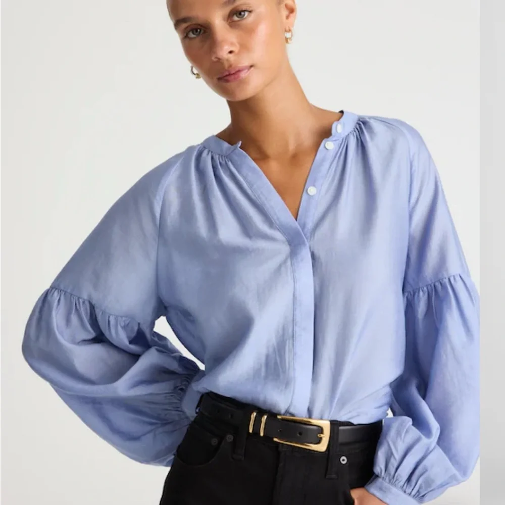 Light Blue Women's Blouse - Picture 1 of 7